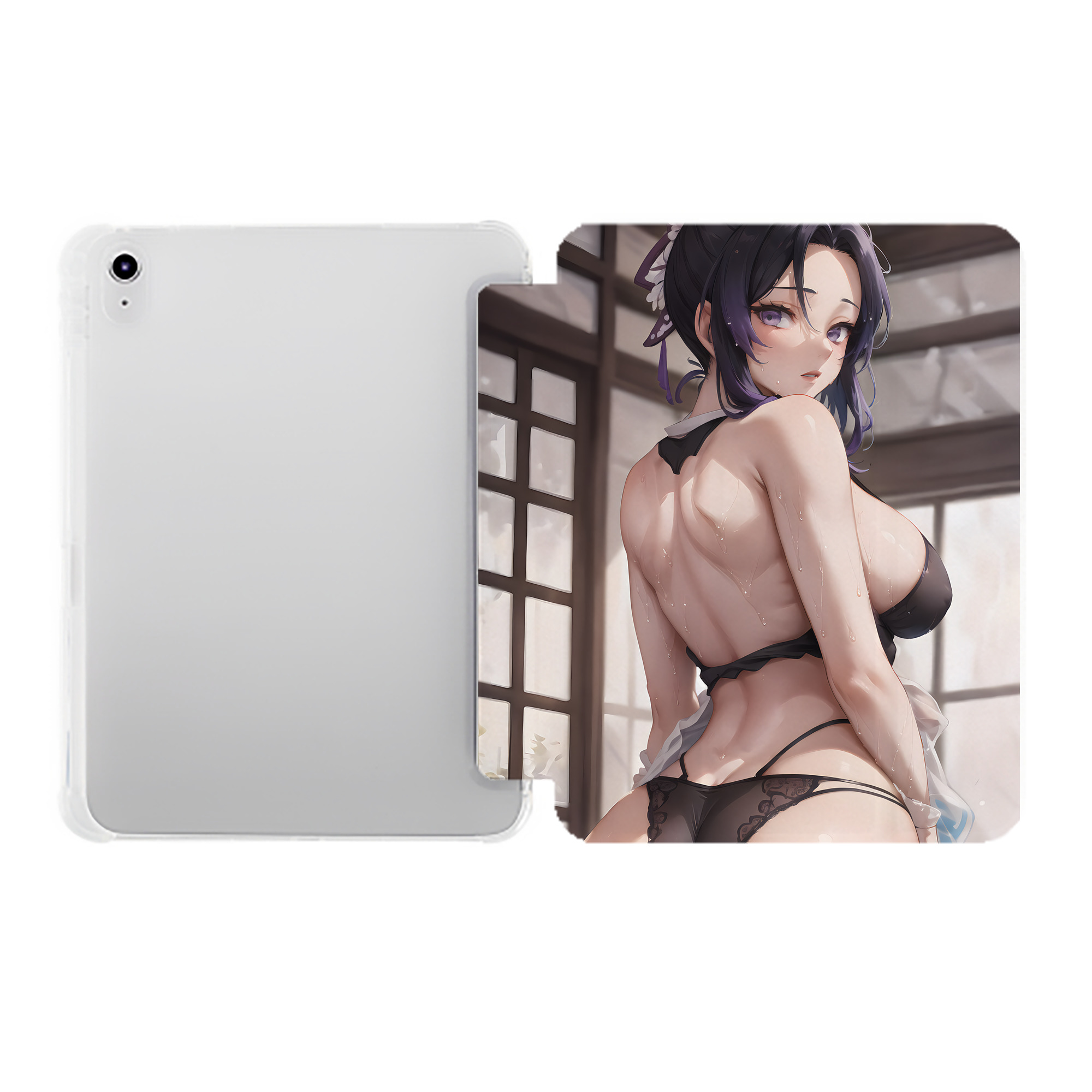（画像用） 鬼滅の刃（きめつのやいば）蟲柱-胡蝶 しのぶ／こちょう しのぶ Kochou Shinobu IPad ケース ペン収納付き 三つ折りスタンド PUレザー×シリコン 対応機種9.5/10.5/10.9インチ